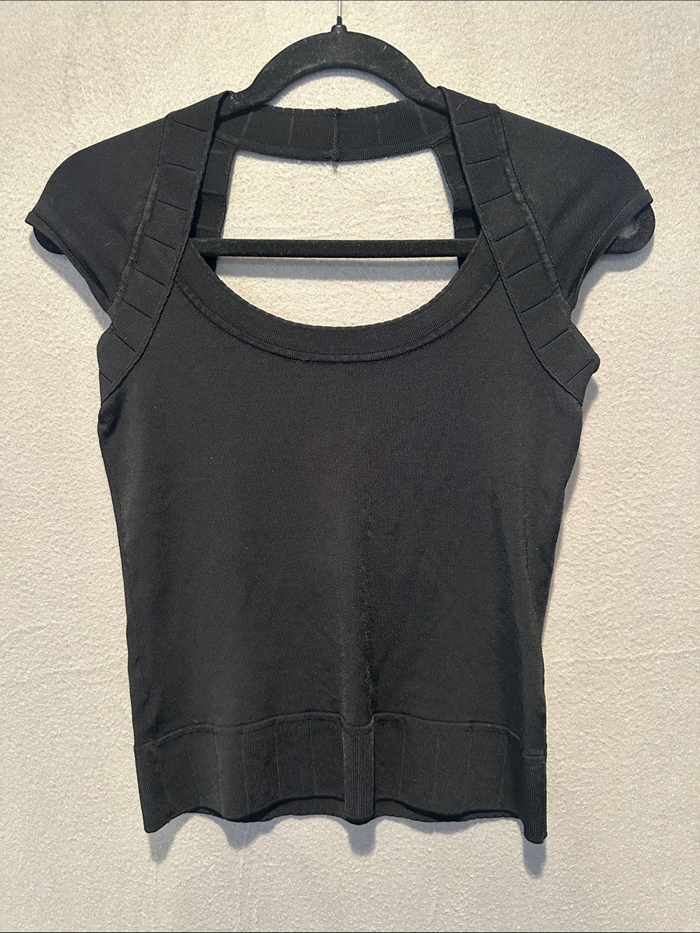 Cache Black Cutout Shoulder Tank Top